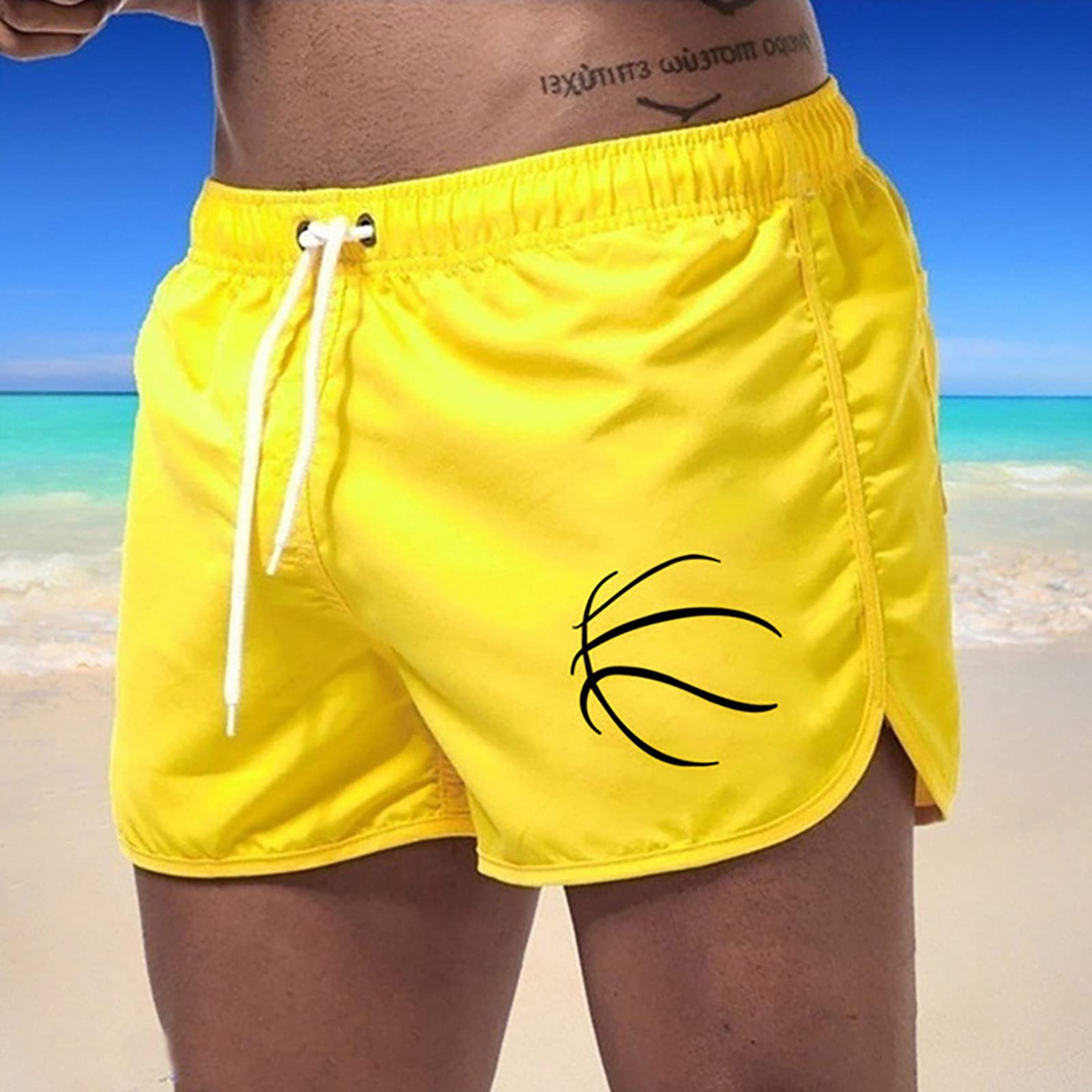 Bañador de hombre impermeable secado rápido con bolsillo y cordón para playa surf