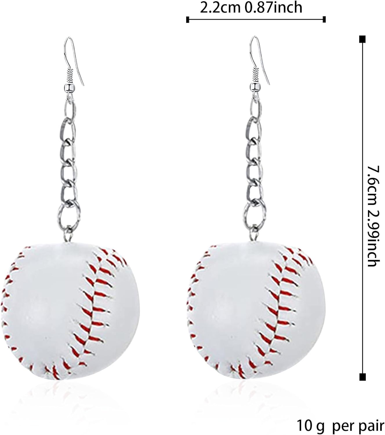 Baseball Basketball Dangle Drop Earrings 3D Big Faux Leather Baseball Bat Earrings White Pendant Jewelry for Women - Image 5