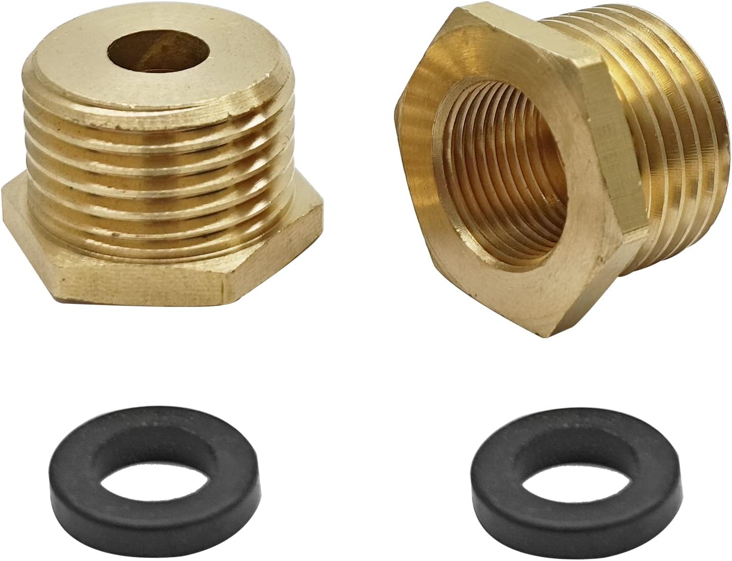 2Pcs Brass Adapters, G1/2" Female Thread to 9/16" UNC Male Thread Conversion Adapter, Compression Fittings for Kitchen Bathroom Faucet Supply Hose