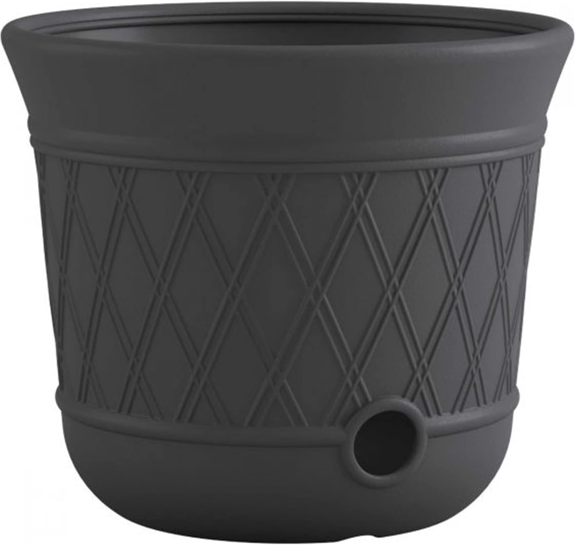 Suncast Lattice Hose Pot for Outdoor Garden Storage, Peppercorn - Holds 300 ft Expandable or 50 ft Standard 5/8" Vinyl Hoses, Resin Hideaway Organizer with Drainage and Water Supply Port