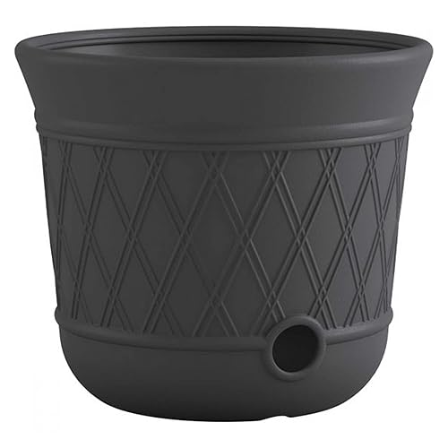 Suncast Lattice Hose Pot for Outdoor Garden Storage, Peppercorn -