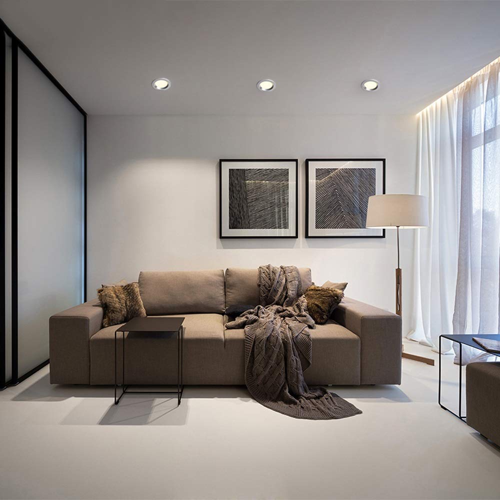 Foco de Techo LED de Ahorro de energía antideslumbrante Empotrado de Aluminio Plateado con Panel de Rejilla Redondo Ultrafino, luz empotrada, iluminación empotrada para Tienda de Ropa, Centro comerci