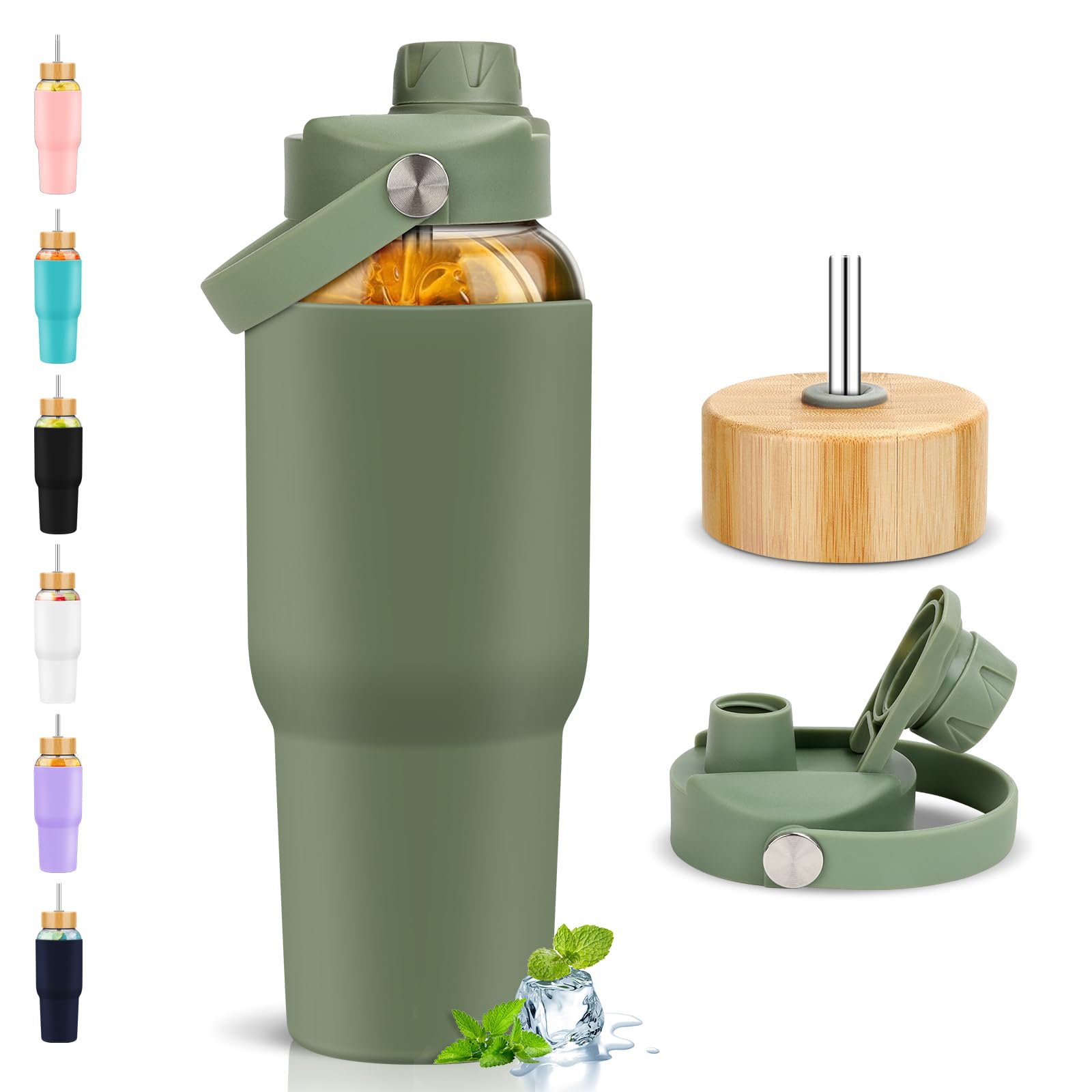 PROBTTL 40 oz Glass Tumbler with Handle