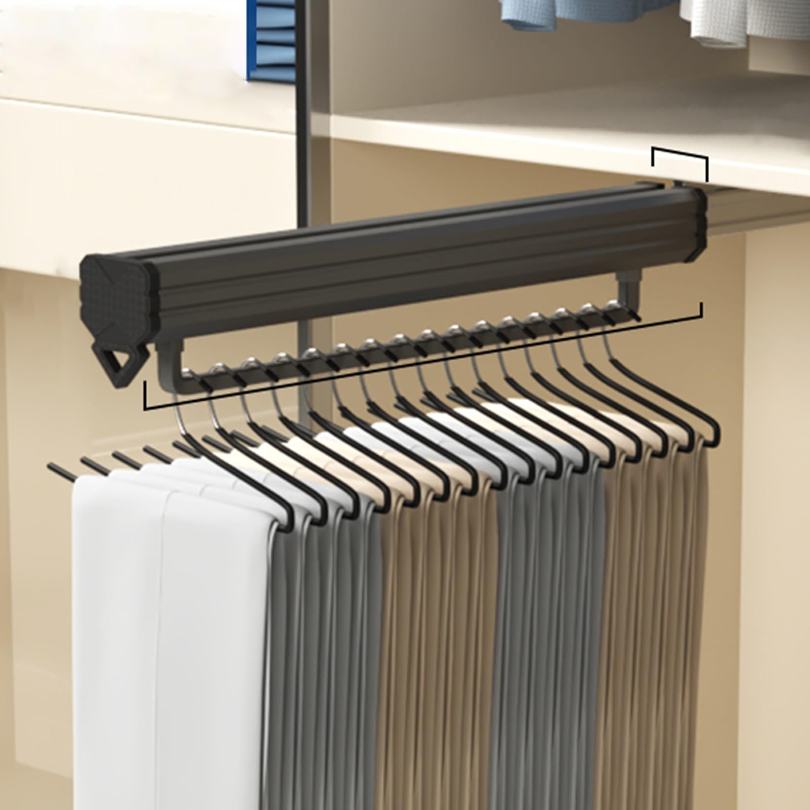 Tige de penderie escamotable en alu noir 50,5 cm charge 35 kg