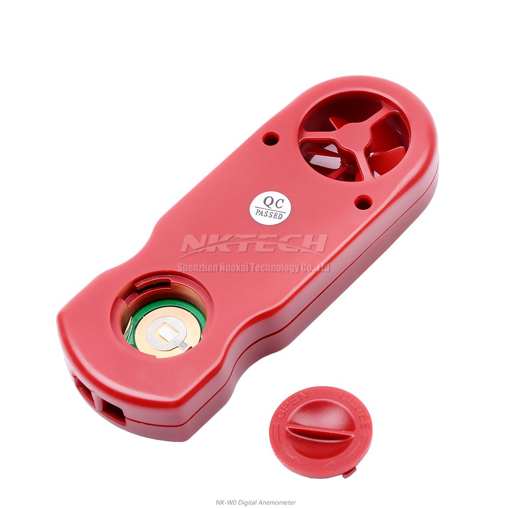 anemometro digitale NK-W0 3-IN-1 mini LCD portatile, tester velocità del vento, temperatura, umidità, con igrometro e termometro multiuso per windsurf, kite surf