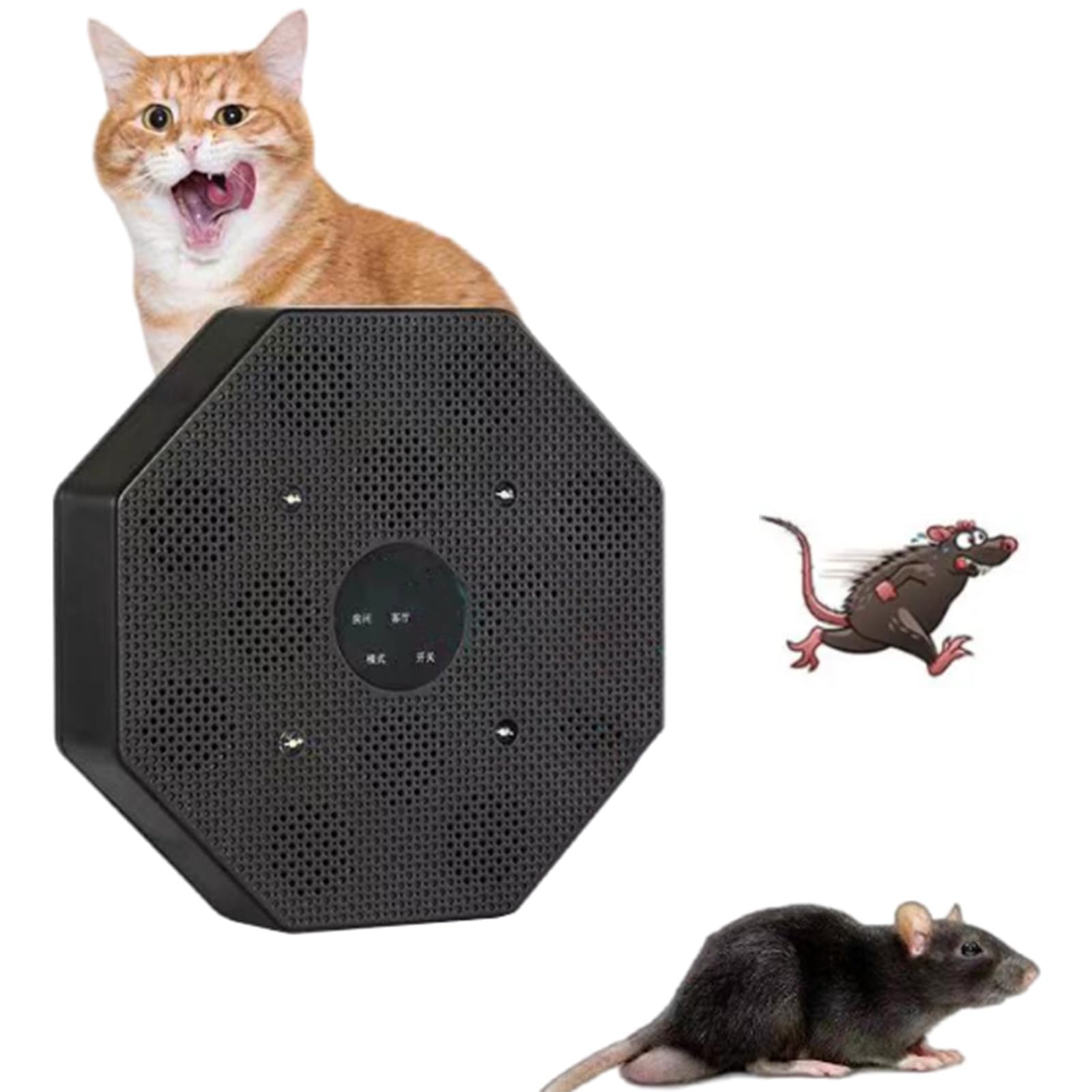 Répulsif de souris à ultrasons d'intérieur - Miaulement pour repousser les souris, 12 haut-parleurs, silencieux et respectueux de l'environnement