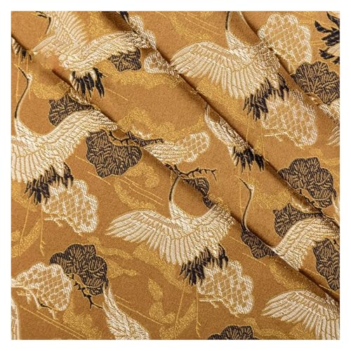 Satin de soie synthétique façon damas brodé pour confectionner un kimono traditionnel unique