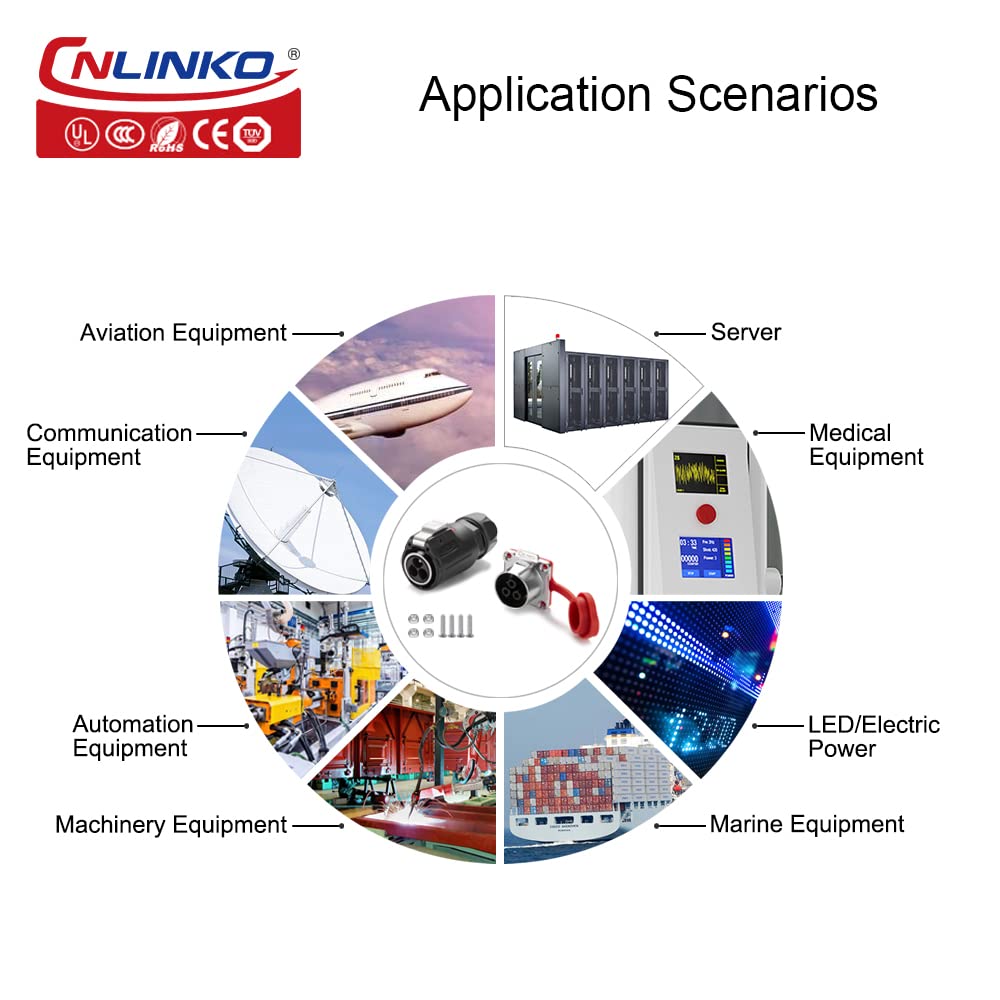CNLINKO LP-24 Connecteur imperméable IP68 Connecteur circulaire industriel Connecteur anti-interférence Connecteur aviation Connecteur à dégagement rapide M24 Prise à bride (3 Broches)