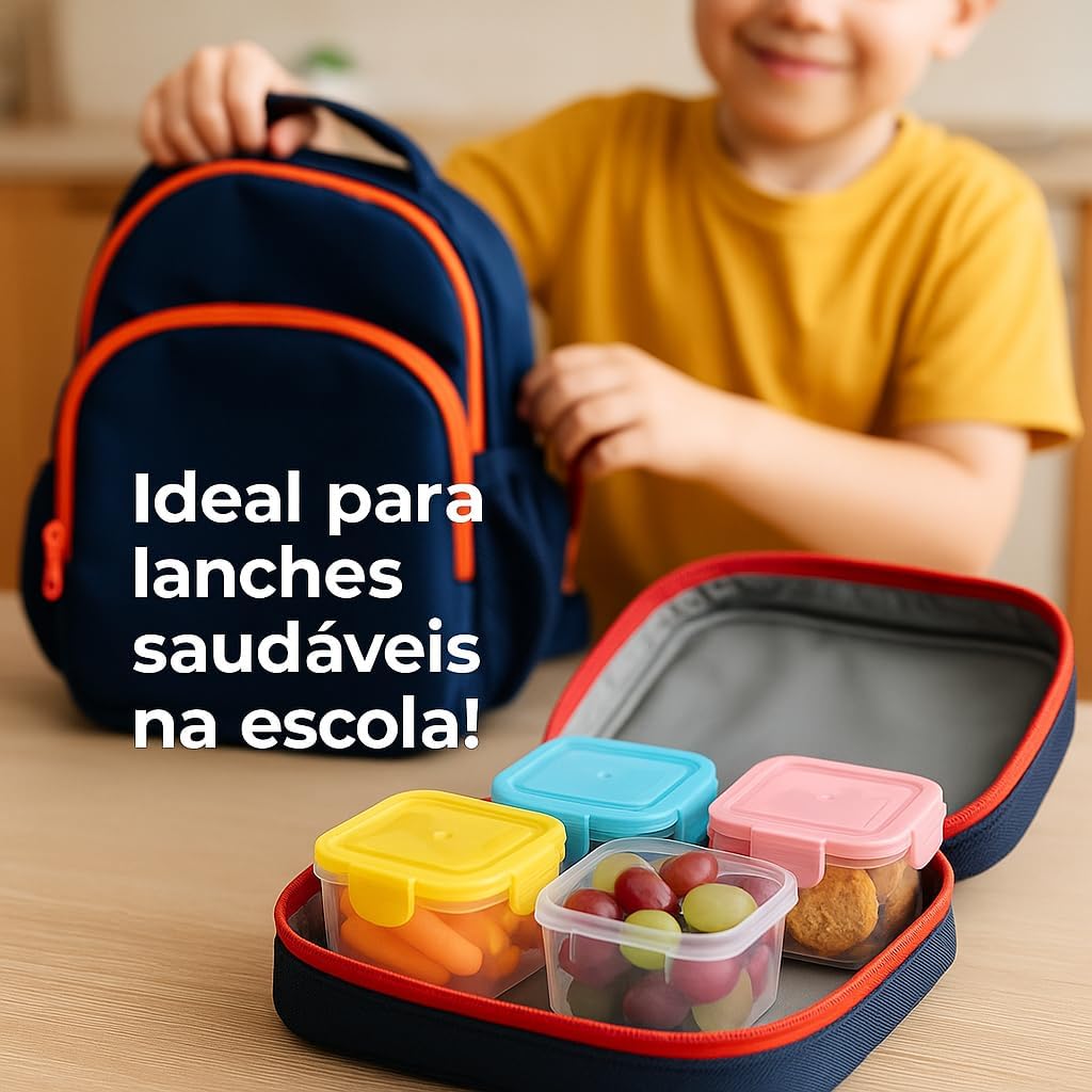 Kit 8 Mini Potes Plásticos Coloridos 126ml com Tampa Hermética e Trava Fácil – Ideais para Temperos, Lanches, Papinhas, Frutas, Molhos e Organização da Geladeira ou Lanheiras