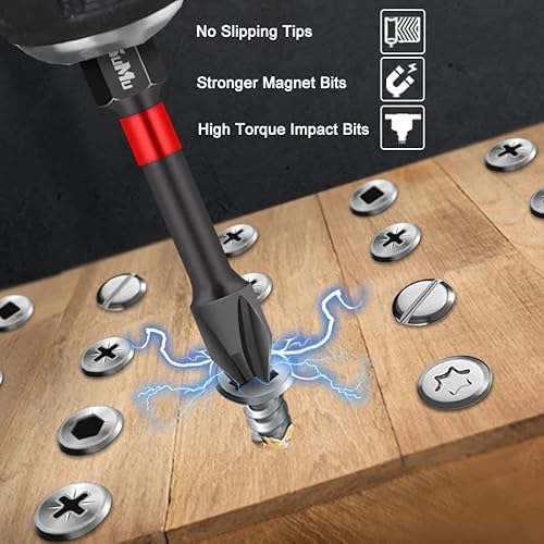 Susumu Impact Ready Magnetic Screwdriver Bits Set Anti Slip Strong Magnet 15Pcs Impact Rated Assorted Drill Tips Torx Square Slotted Hex Head Phillips Screw Bit Sets For Impact Driver Cordless Drill #TOP2
