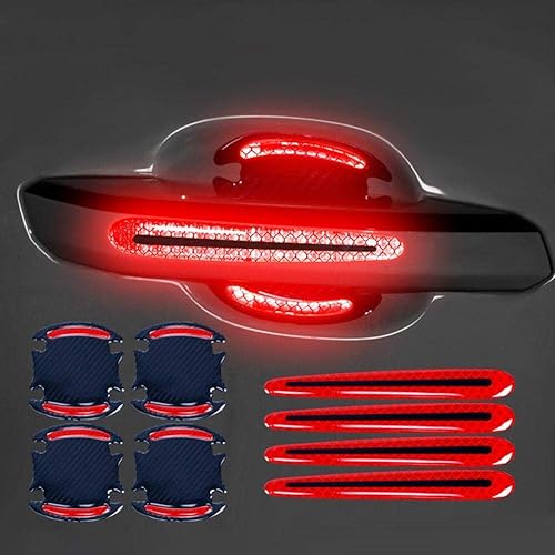 Miniatura 8 de 8 piezas universal 3D de fibra de carbono para manija de puerta de coche, protector de arañazos, cubierta protectora de arañazos para manija de