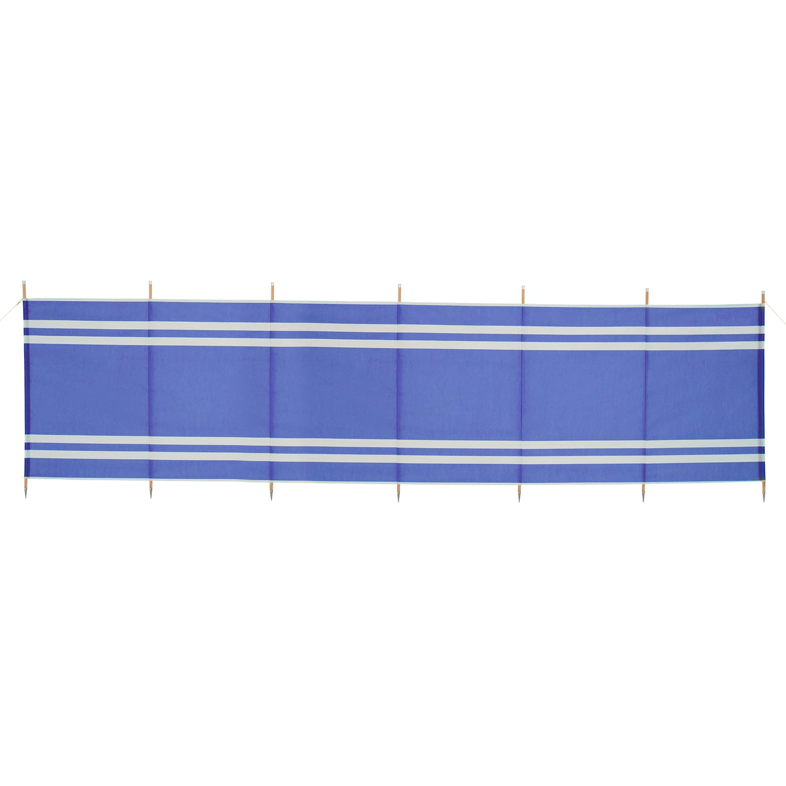 Hi-Gear 7-Pole Retro Style Wooden Windbreak with 6 Panels, Portable, Lightweight & Durable Wind Breaker, Privacy Screen, Ideal for Camping, Festivals, Caravanning, Beach, includes Carry Bag, Blue