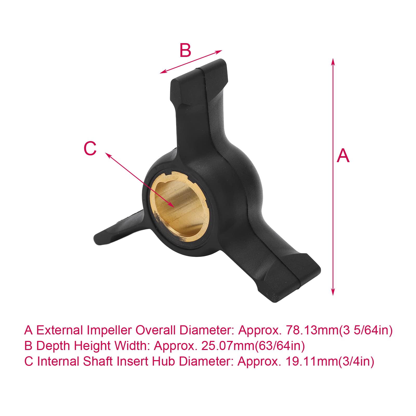 Girante per Barca, Girante per Pompa Dell'acqua 432941 Sostituzione in Neoprene di Rame Temprato a 3 Pale per OMC BRP