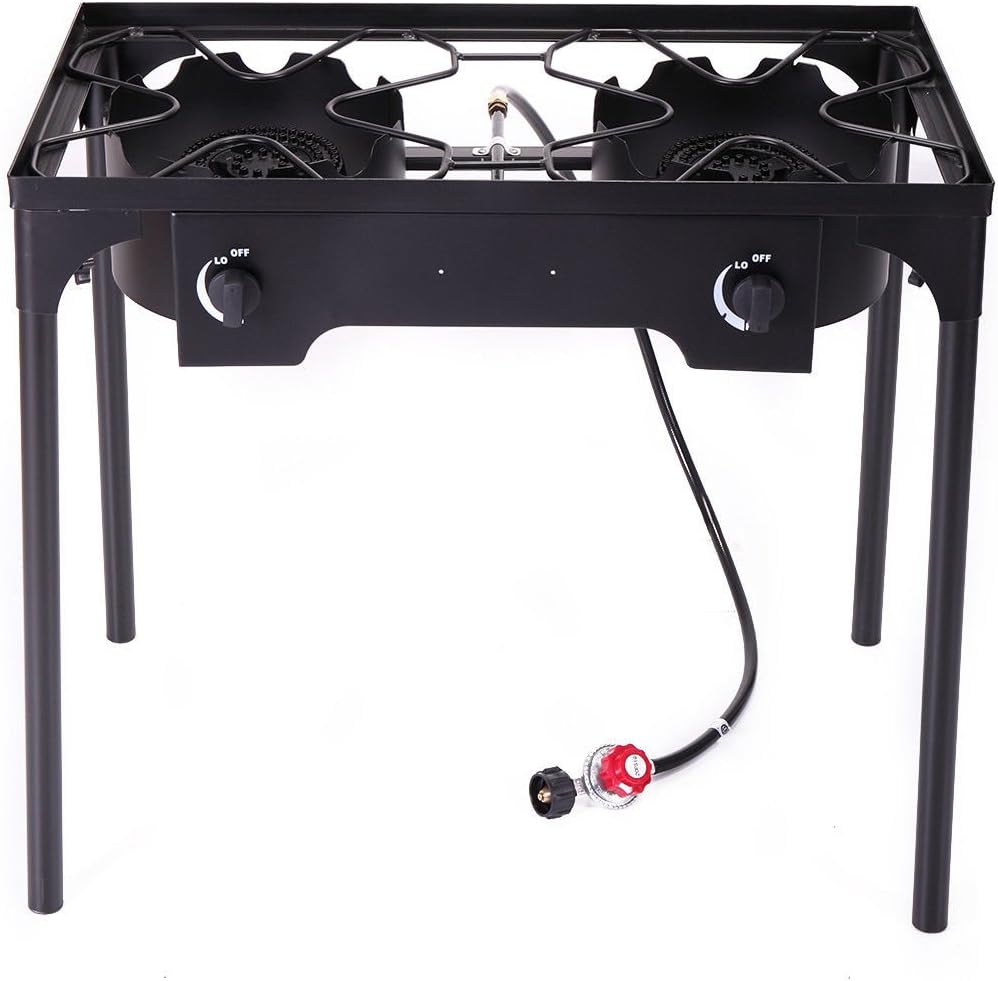TimmyHouse BBQ Stove Stand Double Burner Gas Propane Cooker