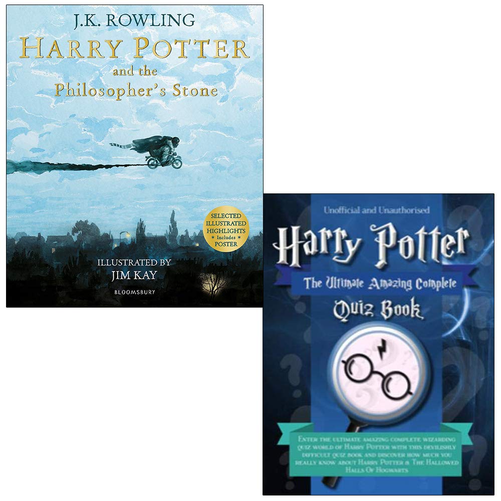 Harry Potter y la piedra filosofal: Edición ilustrada (Harry Potter Illustrated Edtn) y Harry Potter no oficial: el increíble juego completo de colección de 2 libros de preguntas y respuestas