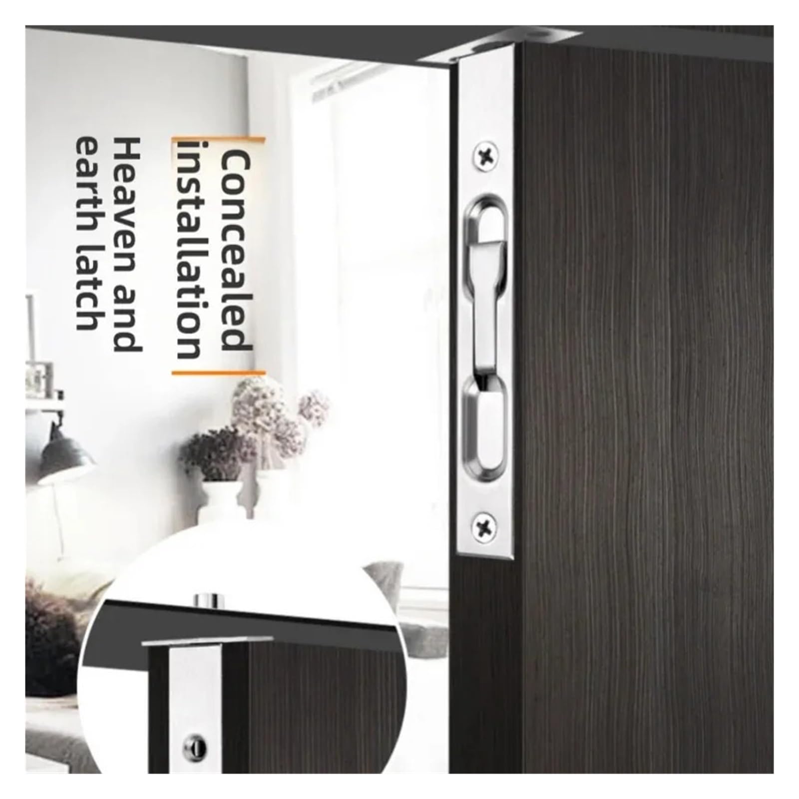 Pasador de Embutir Pestillo de puerta oculto con perno al ras acero inoxidable, cerradura inserción antirrobo oculta for puertas dobles madera, Hardware seguridad(Bronze-10inch)