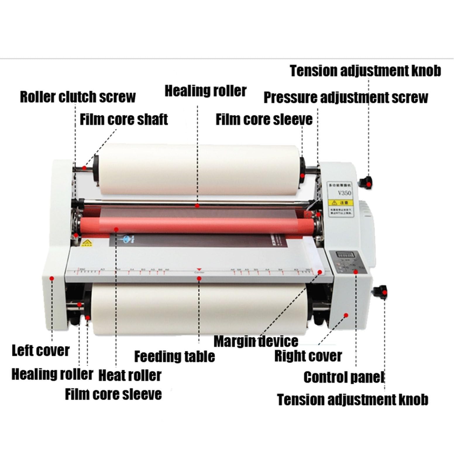 Laminator 350 Mm, Laminator Walcowy Na Zimno I Gorąco V350, Jednostronny I Dwustronny Laminator Termiczny Do Papieru, Kartonu, Forniru, Folii Pvc