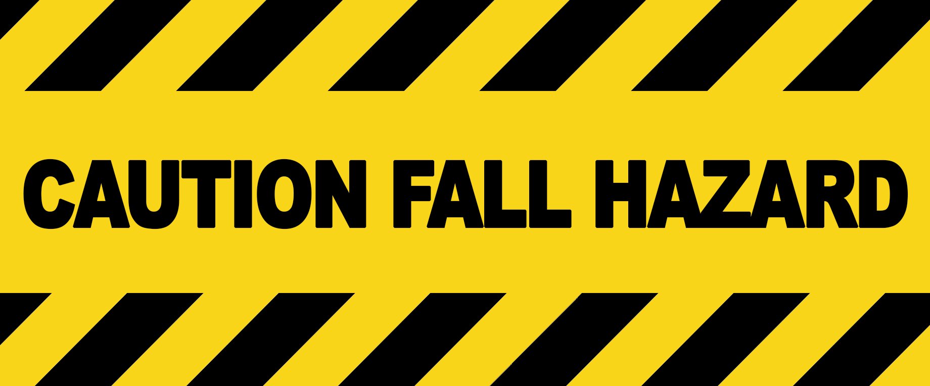 Party Decor 2 X Warning - Caution Fall Hazard - Warning Sign Removable Self Adhesive Waterproof Durable Vinyl Label Sticker 225Mm X 106Mm