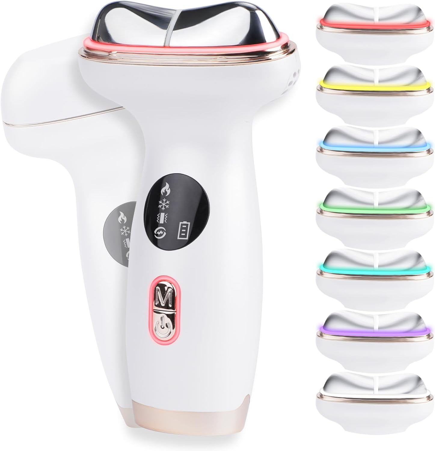 Microcurrent Facial Device with Red Light Therapy – 7-in-1 LED Sculptor & Cooling Gua Sha for Face Neck Eye Firming, Depuffing & Double Chin Reduction