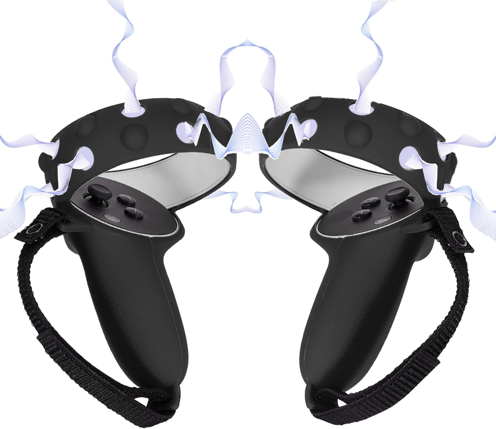 Digicharge Silicone Controller Grip for Oculus Quest 2 Touch Controller Covers Protective Ring Cover for Oculus/Meta Quest 2 VR Handle, Anti-Drop Silicon Protection Sleeve with Adjustable Hand Strap