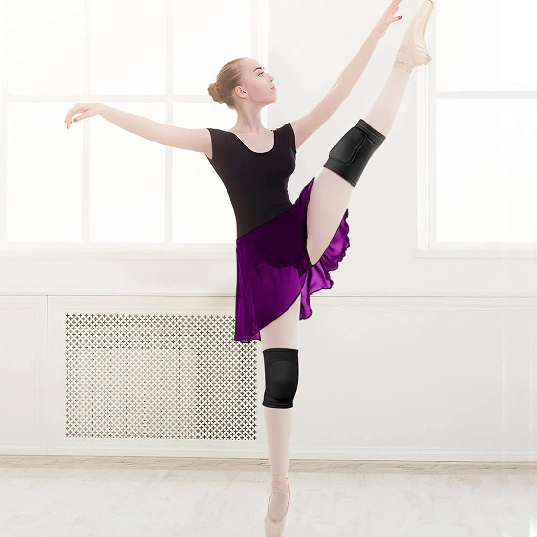 Lot de 2 genouillères de danse, Genouillère Élastique Respirante, Ensemble de Genouillères de Sport, pour Enfants et Adultes Pour Le Volleyball La Danse Course Patinage Basketball Football