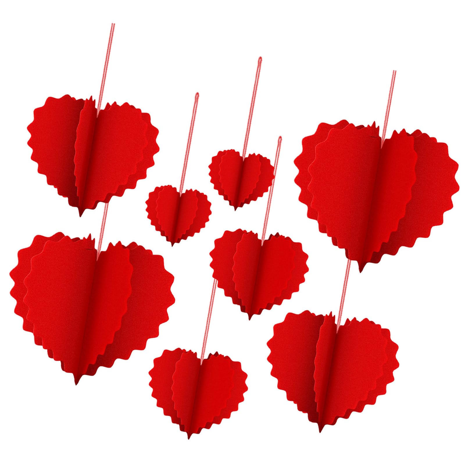 8Pcs Foldable Paper Heart Ornament Valentine ' s Day Hanging Decoration for Wedding Valentine ' s Day Engagement Anniversary Wedding