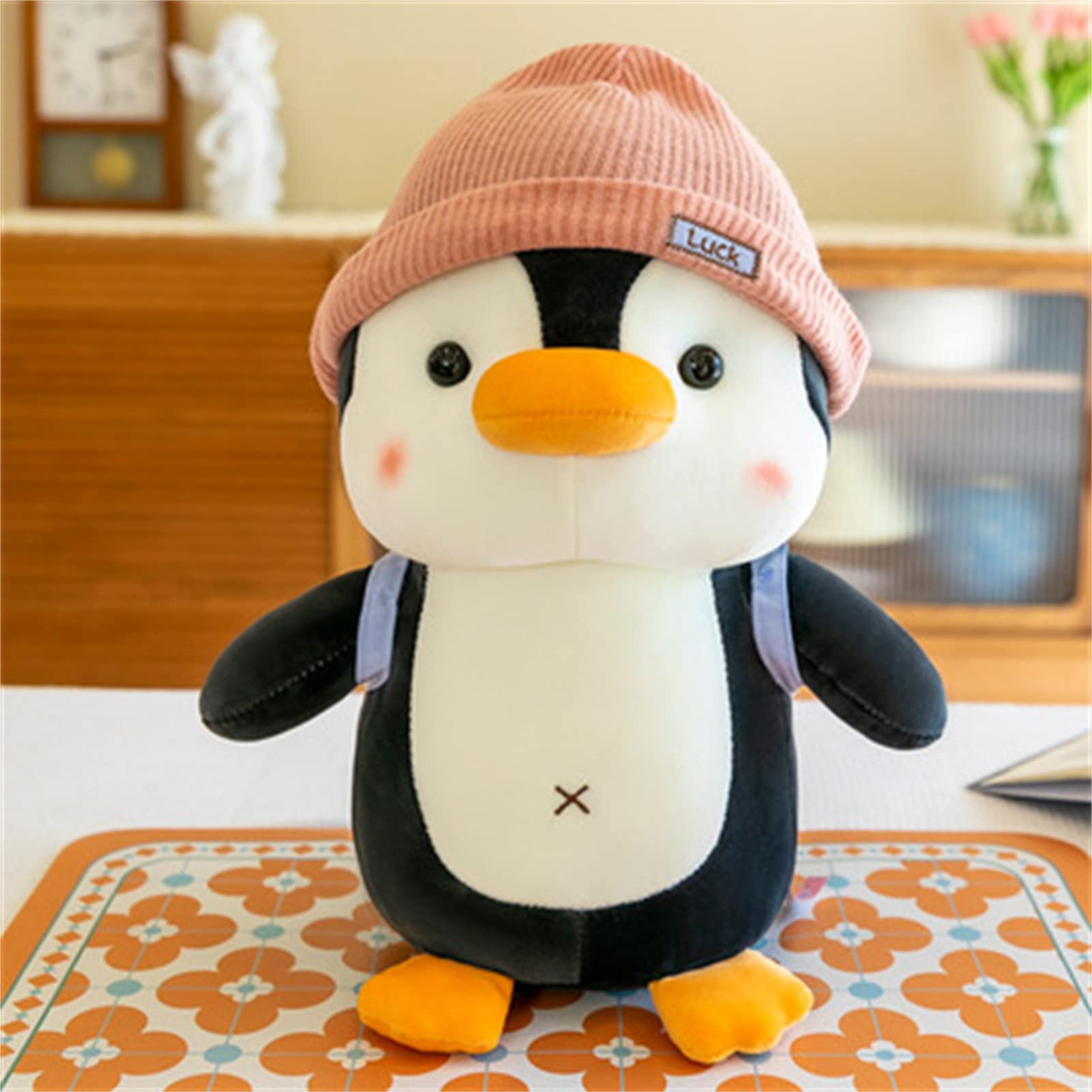 SWECOMZE Kuscheltier Pinguin Plüschtier für Mädchen, Jungen & Babys - Flauschiges Stofftier zum Kuscheln & Spielen, Pinguin Stofftier Schmusetier Geschenk (Rosa,23cm)