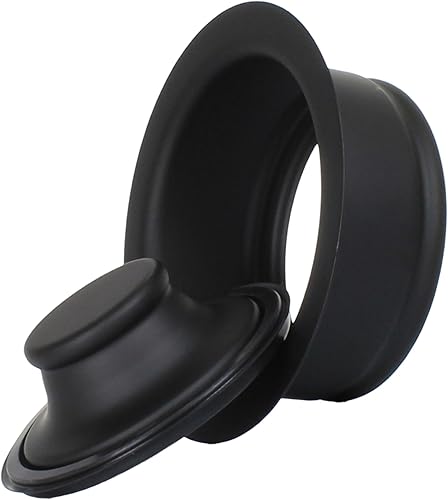 Brida y tapón universal para fregadero de basura negro mate, se adapta a apertura de fregadero estándar de 3-12 pulgadas