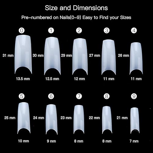 Miniatura 4 de Makartt Paquete de puntas de uñas, gel de pegamento de uñas, uñas francesas de media cubierta, uñas acrílicas naturales para mujeres, 500 unidades