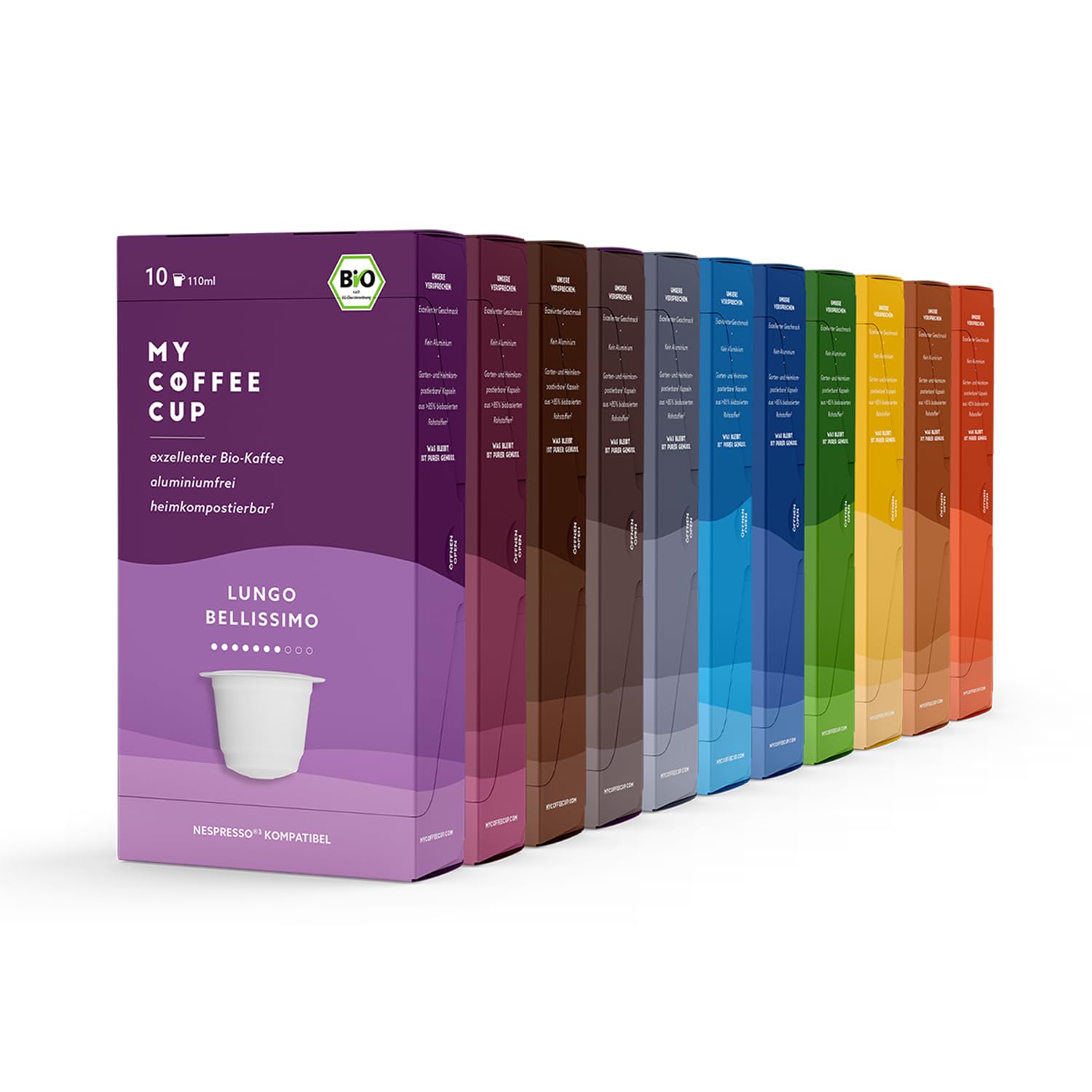 My Coffee Cup – GRAND SELECTION – BIO-KAFFEE 11 PACKUNGEN I 110 Kaffeekapseln für Nespresso®³-Kapselmaschinen I 100% heim- und gartenkompostierbare I nachhaltig – 0% Alu