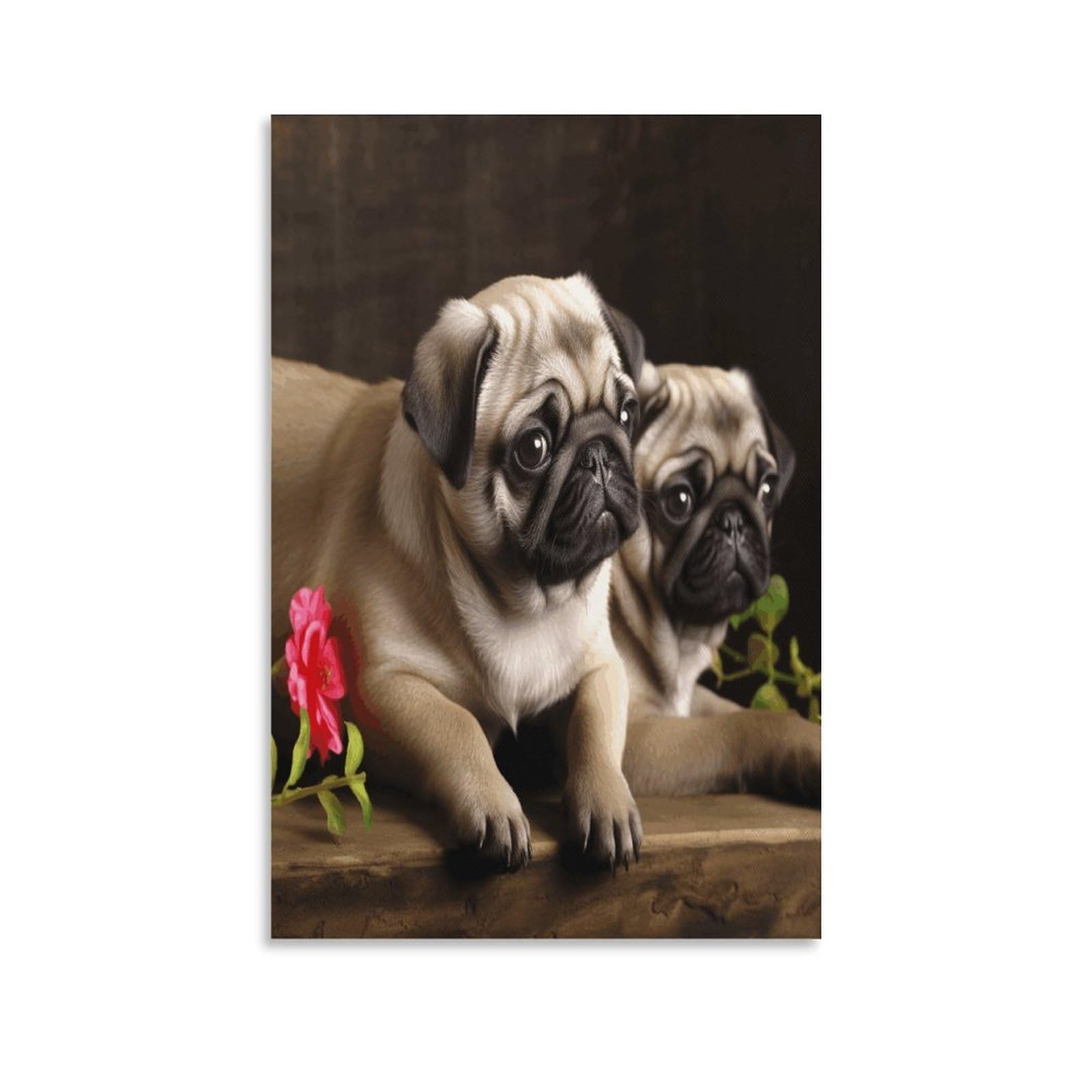 VstaDank Puppys Pug Canvas Wall Art on Canvas Prints Artwork Exquisite Decor Artwork Hang Wall Picture Hangable Decor Painting Picture Printed Poster Art for Home Decor 20x30inch(50x75cm)