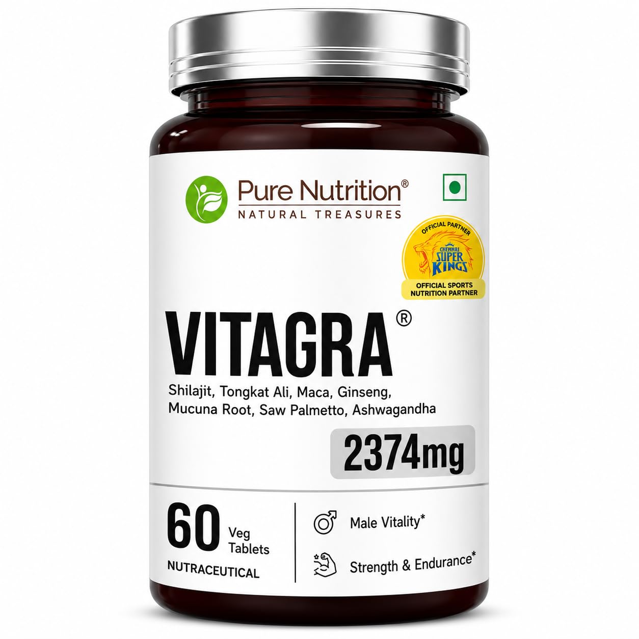 Pure Nutrition Vitagra for Men (2374mg) | 60 Veg Tablets | Herbal Supplement with Shilajit, Tongkat Ali, Ashwagandha, Ginseng & Maca Root | Supports Male Vitality & Energy-image-29