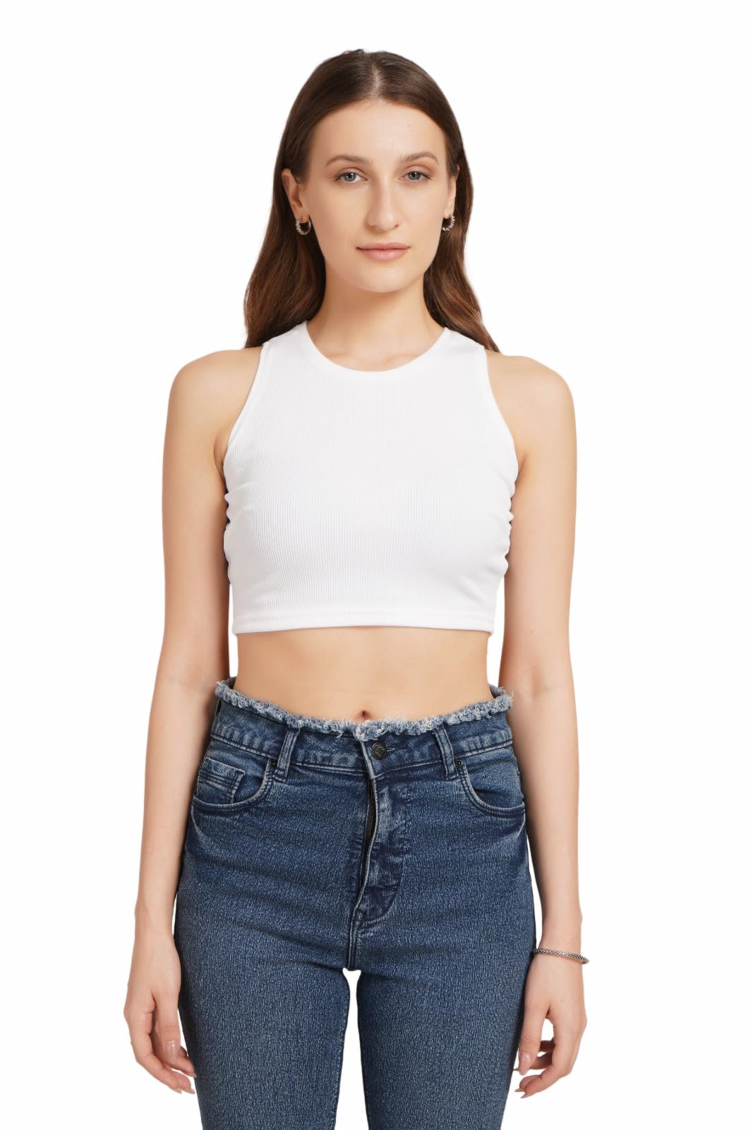 Women’s Ribbed Sleeveless Crop Top – Stretch Fit Solid Tank Top Casual Summer Wear Basic Slim Fit Blouse-image-27