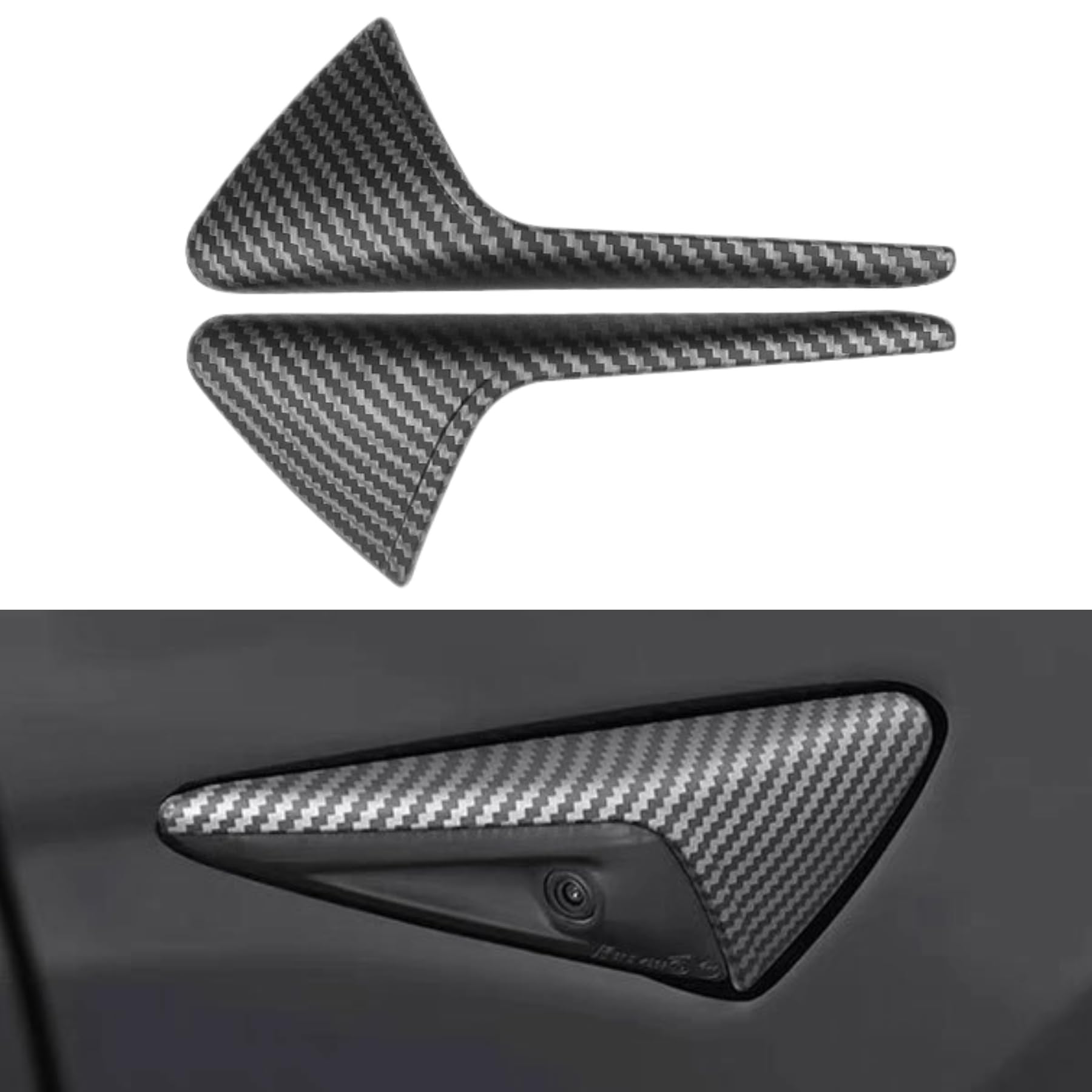 SDOROS Tesla Accessories Side Camera Indicator Decoration Turn Signal Protection Cover, 2PCS Decor Accessories for Model3/Y Autopilot 2.0-3.0 (Matte Carbon Fiber)