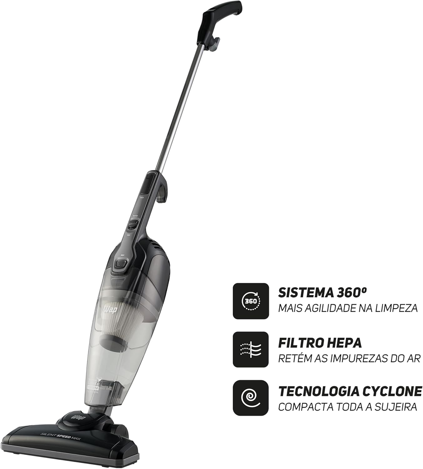Wap Silent Speed Max 3 E 1 - Aspirador De Pó Vertical, 1350W, Filtro 2 61+F+U+Rmml. Ac Sl1500