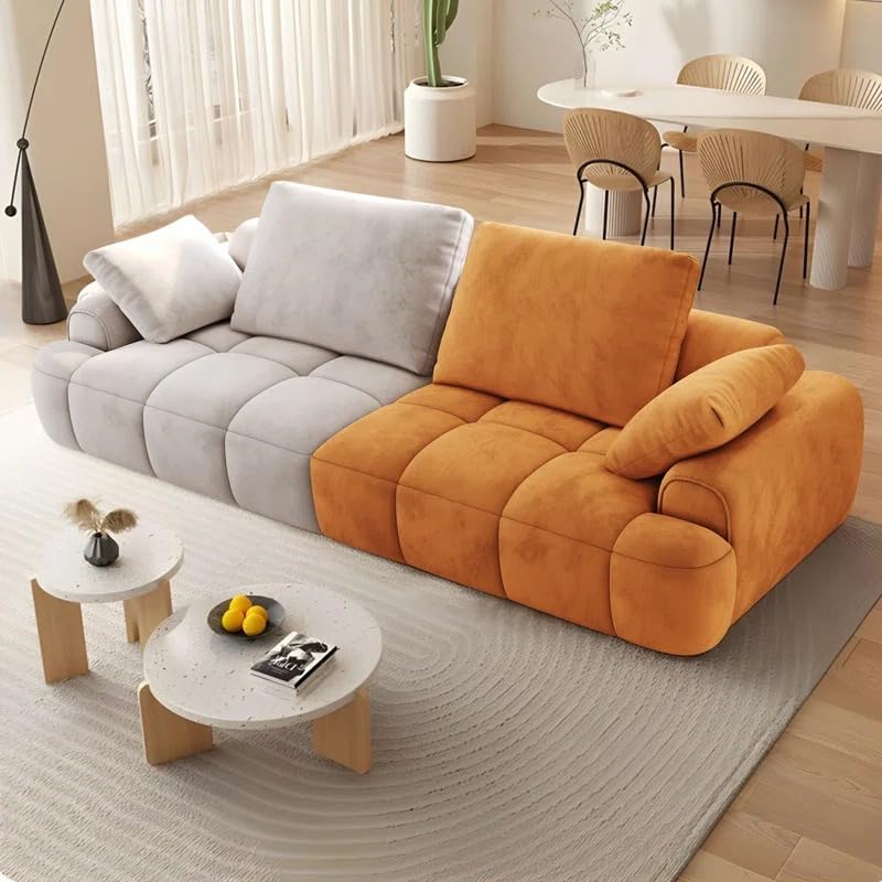 Image of LEGACY OF COMFORT Irmak 85.83'' Upholstered 3 Seater Sofa Three Seater Sofa for Living Room Hotels & Offices (Beige /Orange)