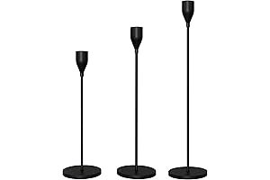 Decorative Matte Black Taper Candle Holders Set of 3
