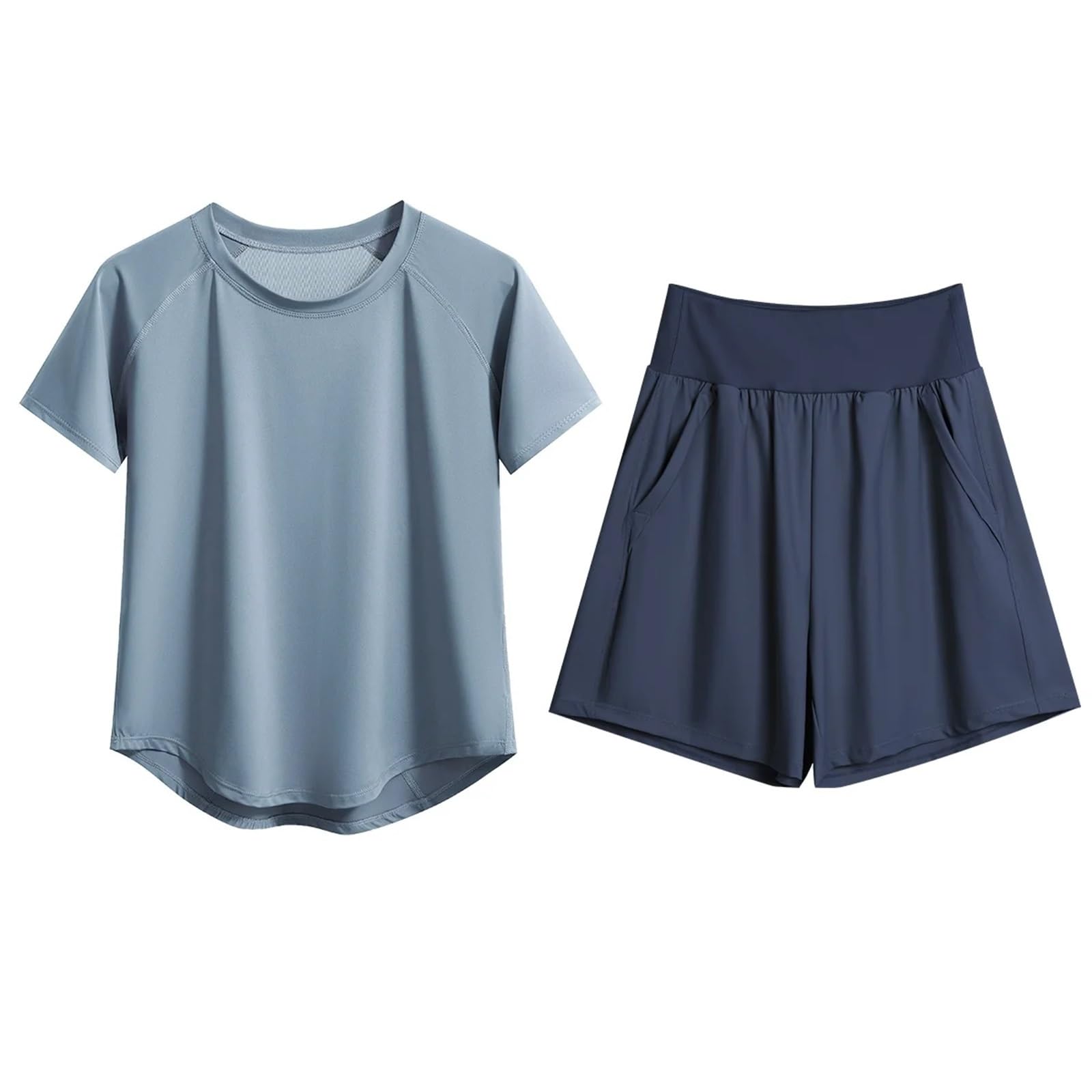 Set Sportivo Donna Set da Yoga Estivo Donna, Tuta Ampia ad Asciugatura Rapida, Manica Corta, Palestra, Top, Pantaloncini Sportivi, Abiti