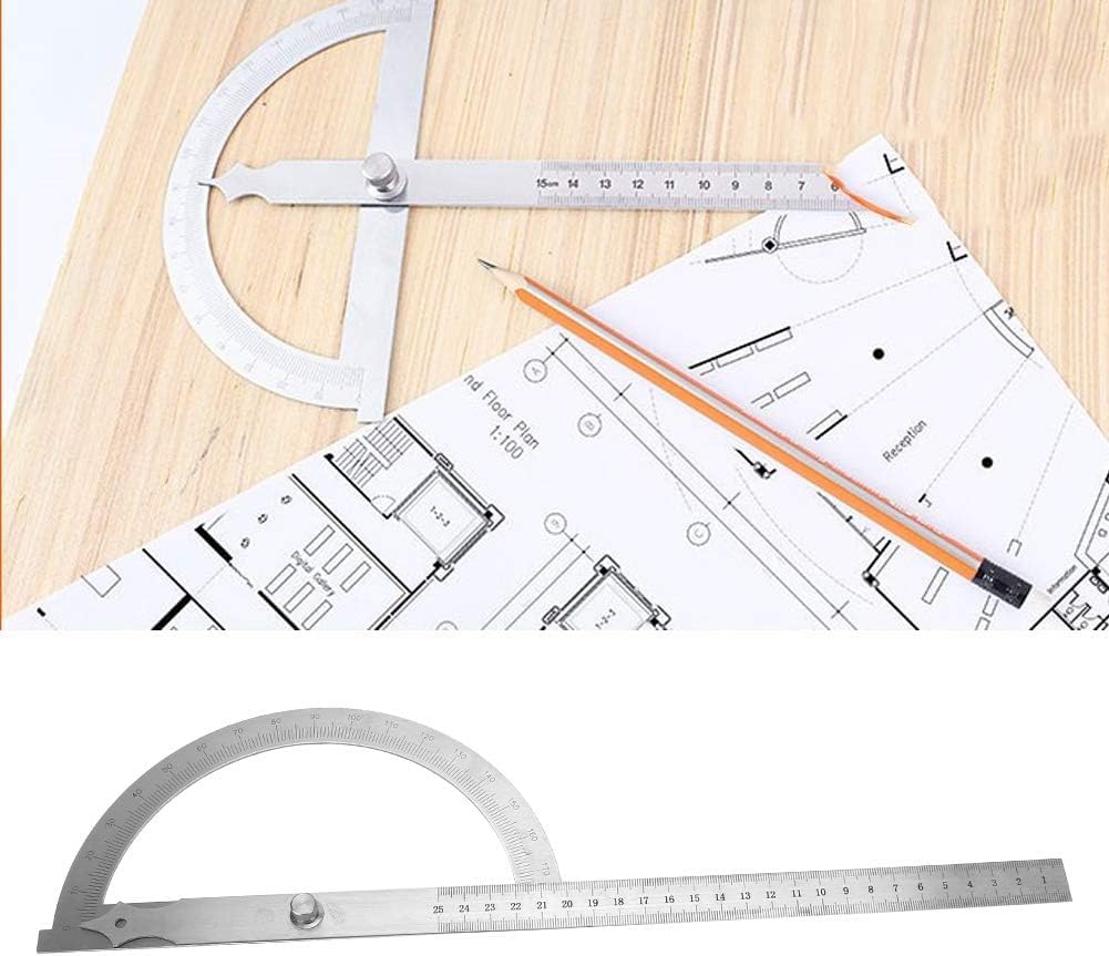 Tyenaza Goniometro in Acciaio Inox, 200 * 300 mm Acciaio Inox Angolo Finder 0-180 Gradi Goniometro Angolo Gage, Goniometro Universale per Pittura Disegno