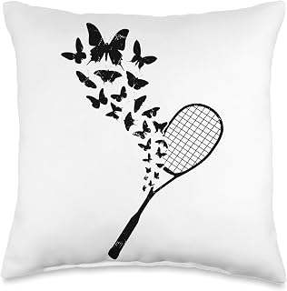 Squash Racket with Butterflies - Squash Throw Pillow