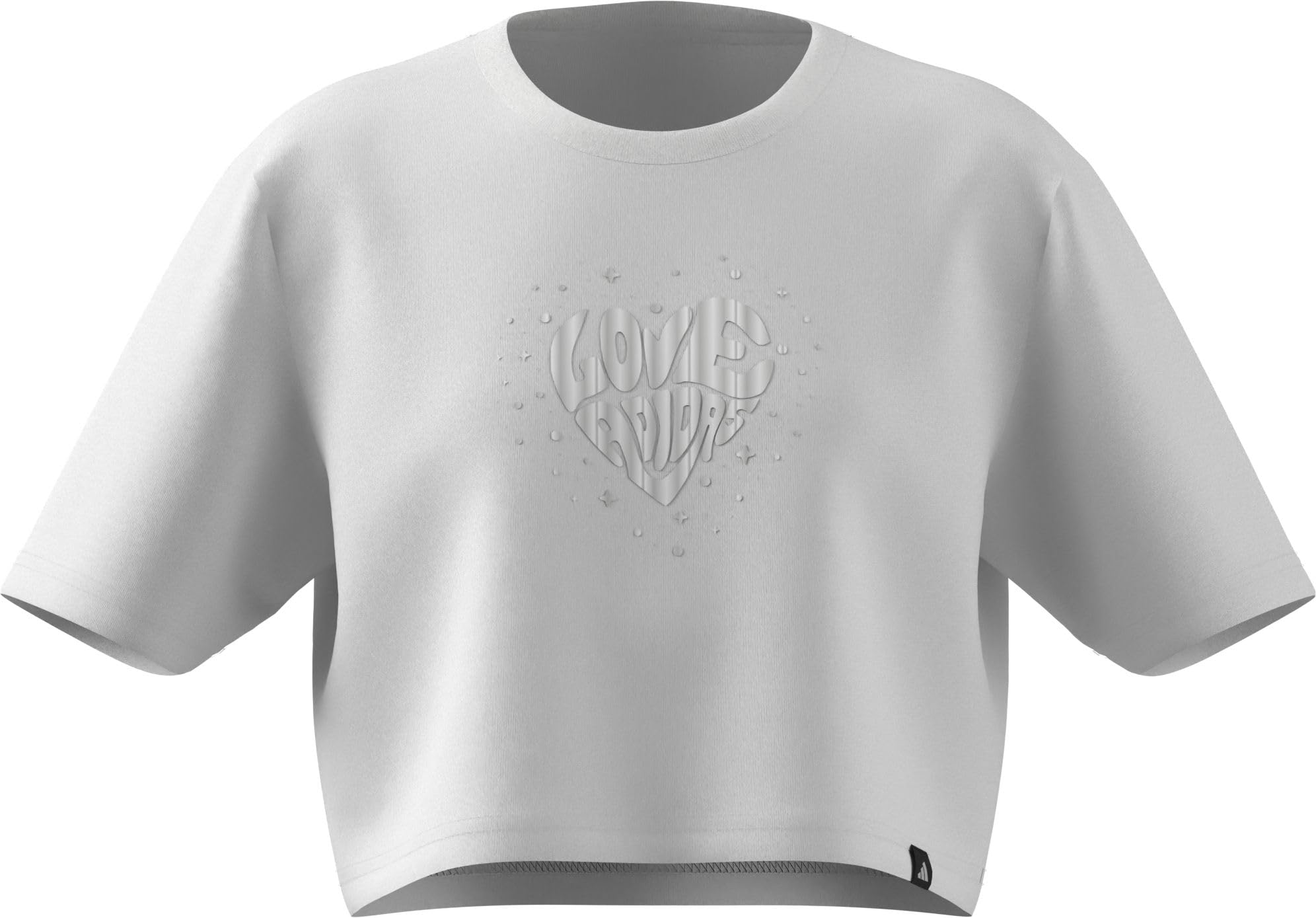 adidas Girl's Everyday Glam Cropped Graphic T-Shirt Junior, White, 13-14 Years