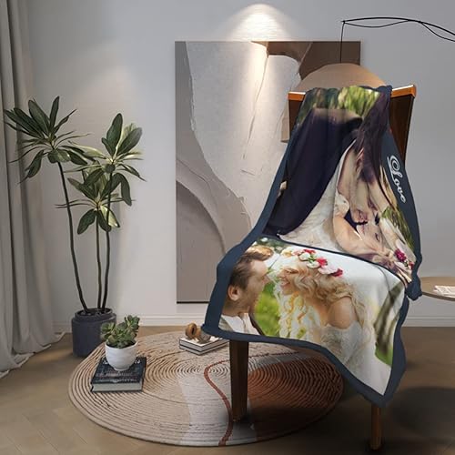 Miniatura 5 de UNXUECO Mantas personalizadas con texto fotográfico, manta personalizada con imagen para bebé, madre, padre, adulto, amigo, amantes, perros,