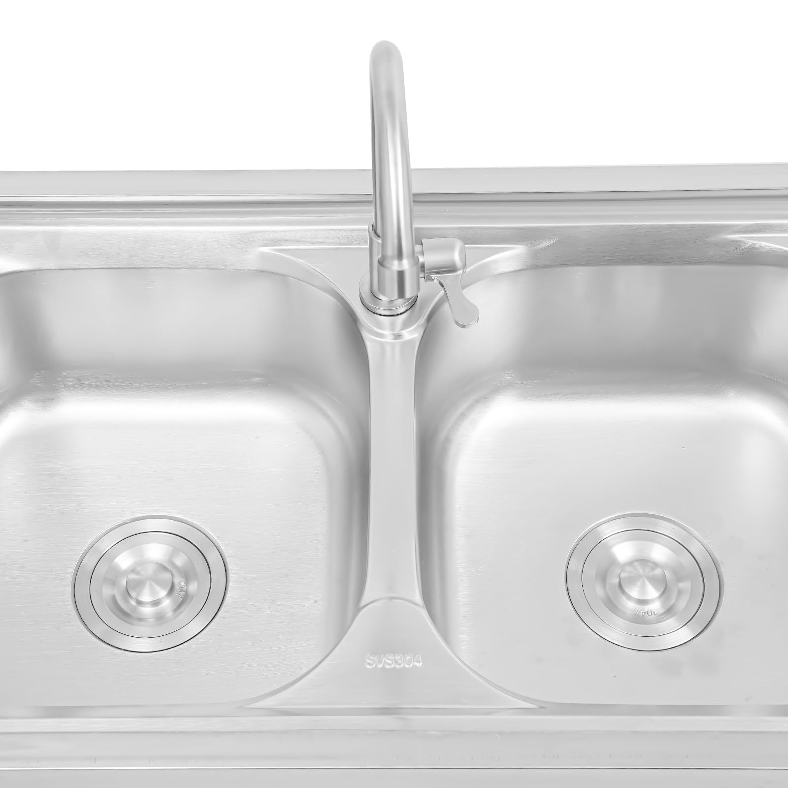 Fregadero Exterior, Lavabo de Acero Inoxidable 120x45x80 cm, Doble Cubeta 33x33 cm, Fregadero de Cocina con Grifo 360°, Carga Hasta 100kg, para Restaurante, Cocina, Exterior