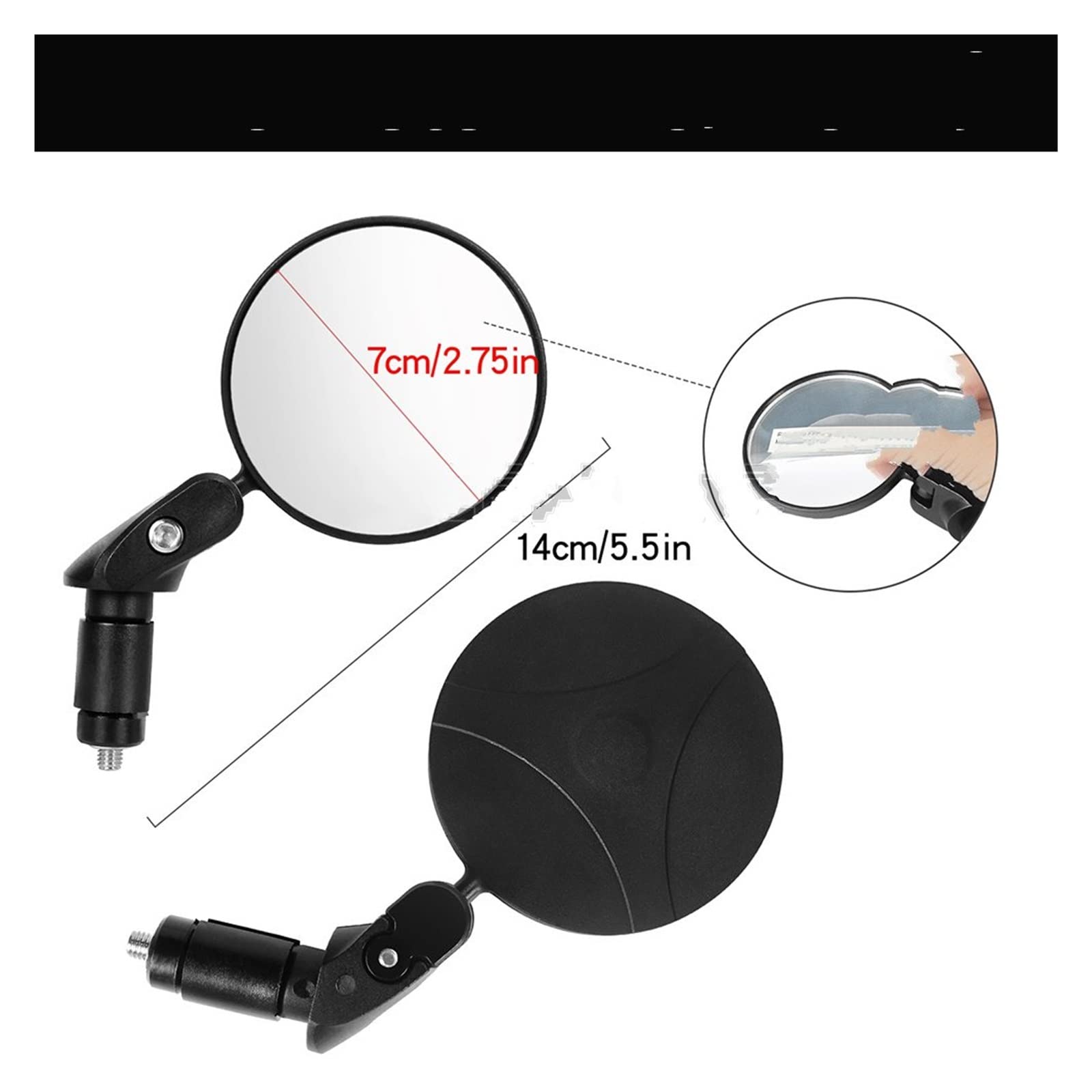 Rétroviseur Universel pour vélo électrique, rétroviseur de Guidon, Verre Convexe, rétroviseur latéral (1 pièce Ronde)