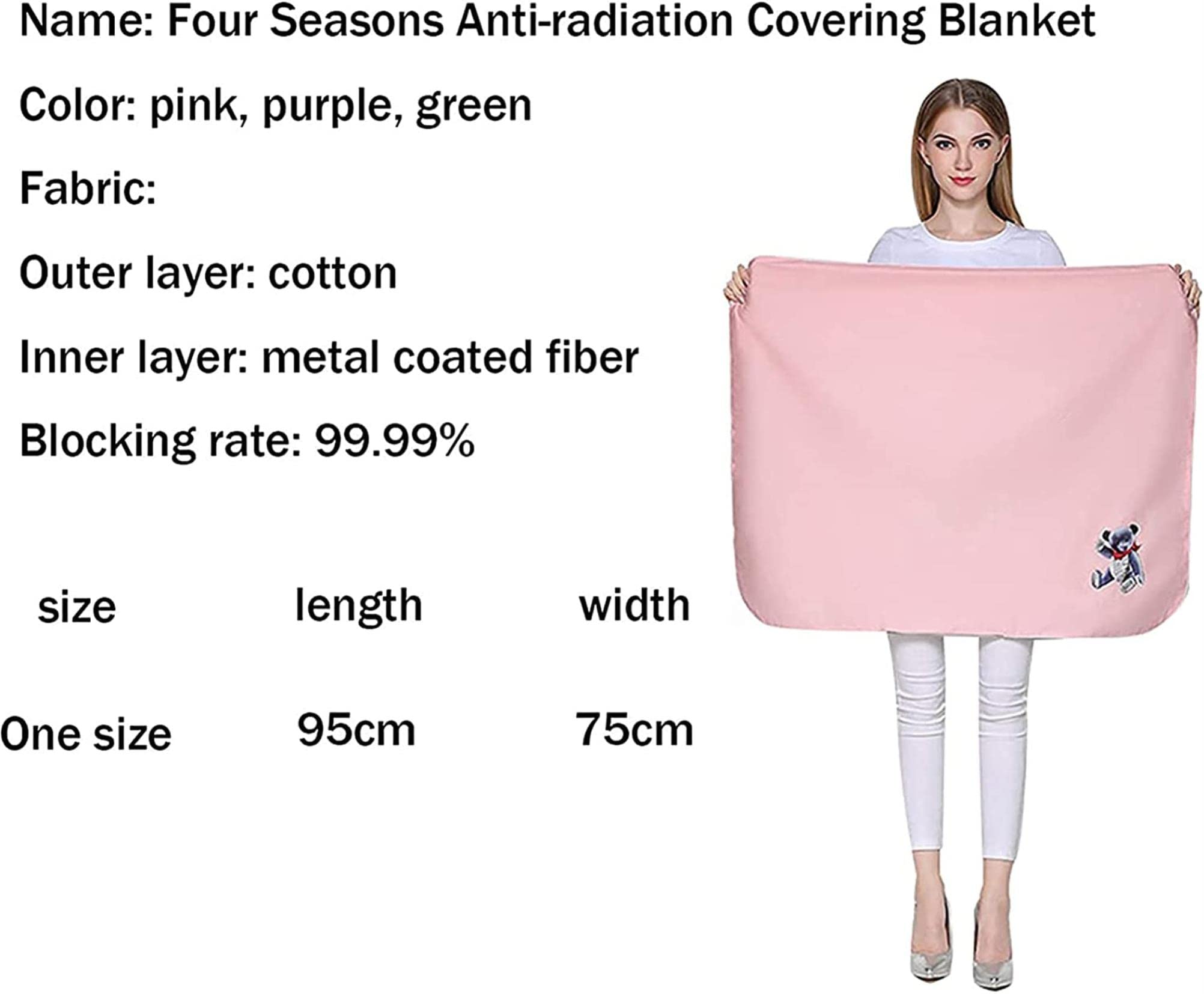 Couverture Anti-Rayonnement en Fibre;Argent, Couverture De Protection Contre Les Rayonnements Électromagnétiques EMF pour Femmes Enceintes Amovible Et Lavable
