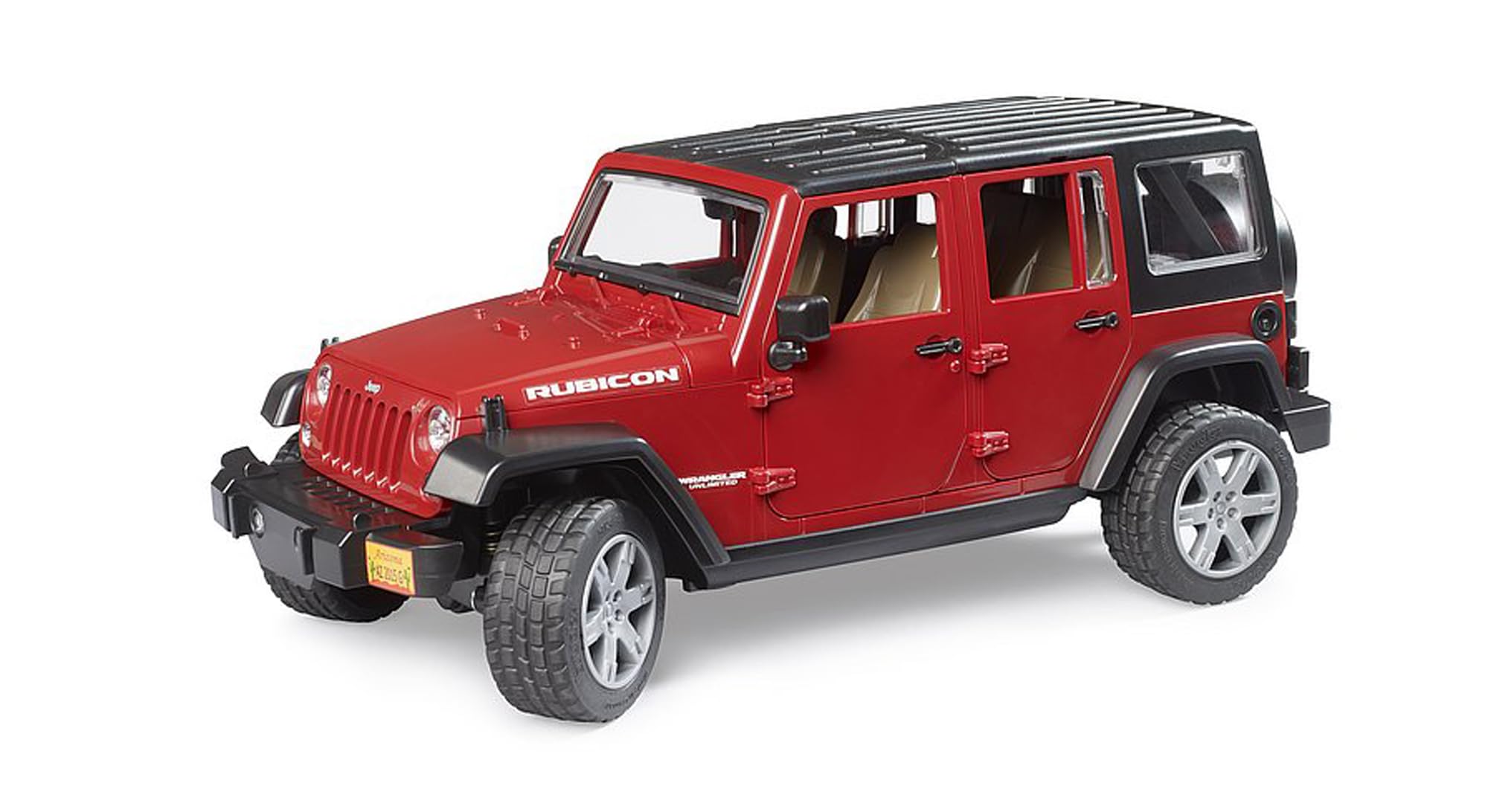 Bruder Toys - Recreational Realistic Jeep Wrangler Unlimited Rubicon with Openable Doors and Removeable Rear Seat (Color May Vary) - Ages 3+