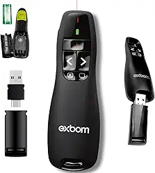 Apresentador Passador de Slides Sem Fio com Laser 30m Alcance Controle Apresentador de Slides Laser Sem Fio 2.4G Profissional Passador de Slides com Laser Vermelho para Apresentações