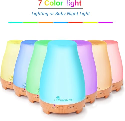 Miniatura 2 de Diffuserlove Difusores de aceite esencial de 6.8 fl oz, difusor de control remoto, humidificadores de niebla sin BPA, difusor de aromaterapia (base