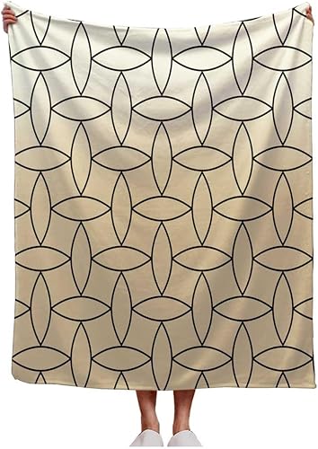 WHYATT Cobijas para Invierno - Cama de camping con líneas geométricas abstractas de color crema, 70 x 90 pulgadas
