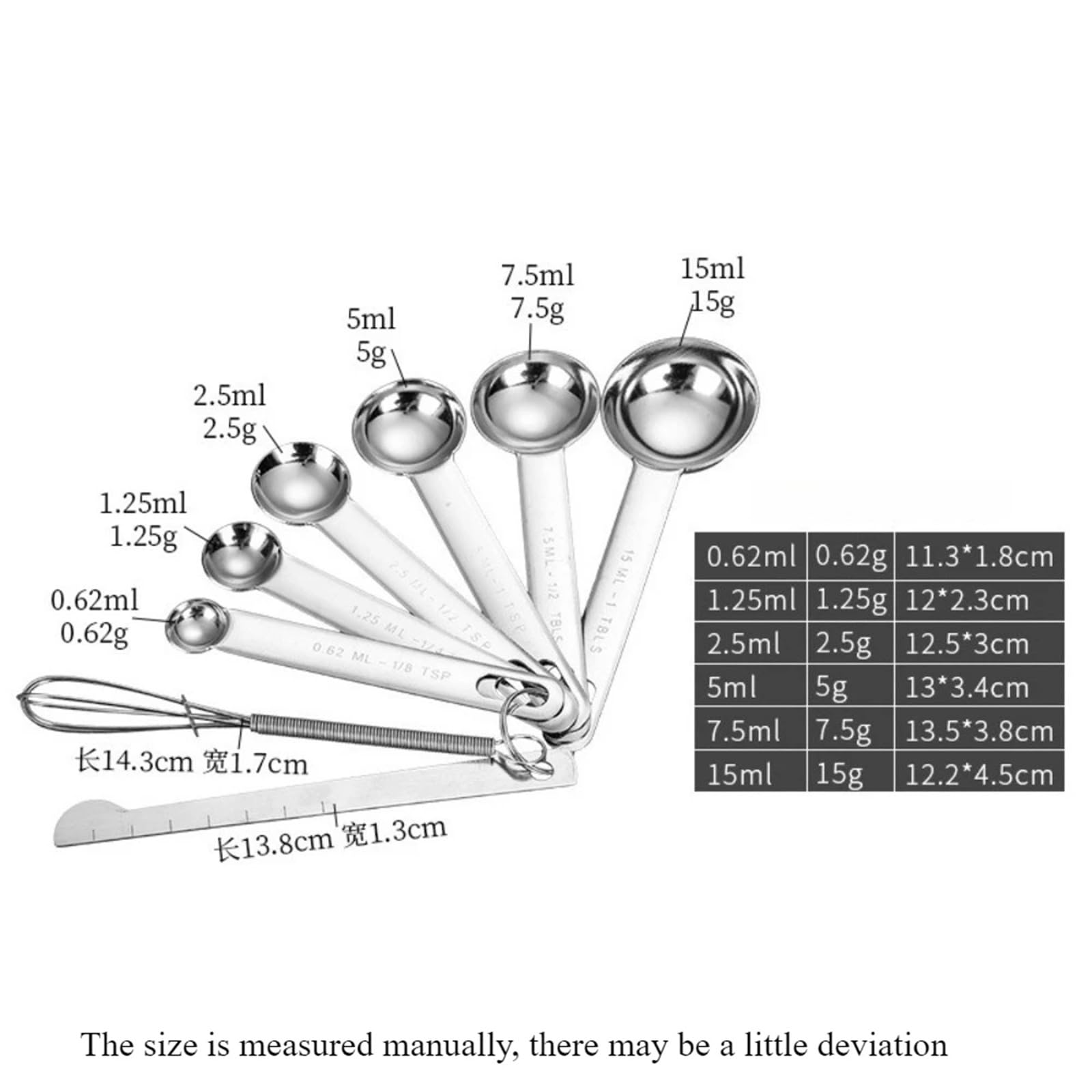 Juego de cucharas medidoras acero inoxidable 8 piezas